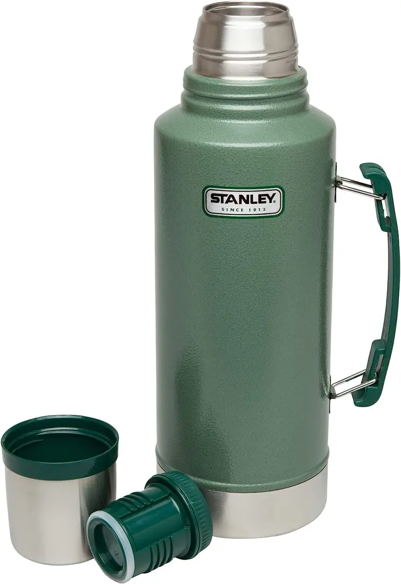 Stanley Heritage Classic Vacuum Bottle with Handle 2 qt (1.89 L) | Leakproof Cup Lid | Keep Drinks Hot or Cold for Travel | Insulated Stainless Steel Thermal Bottle | Hammertone Green - view 2