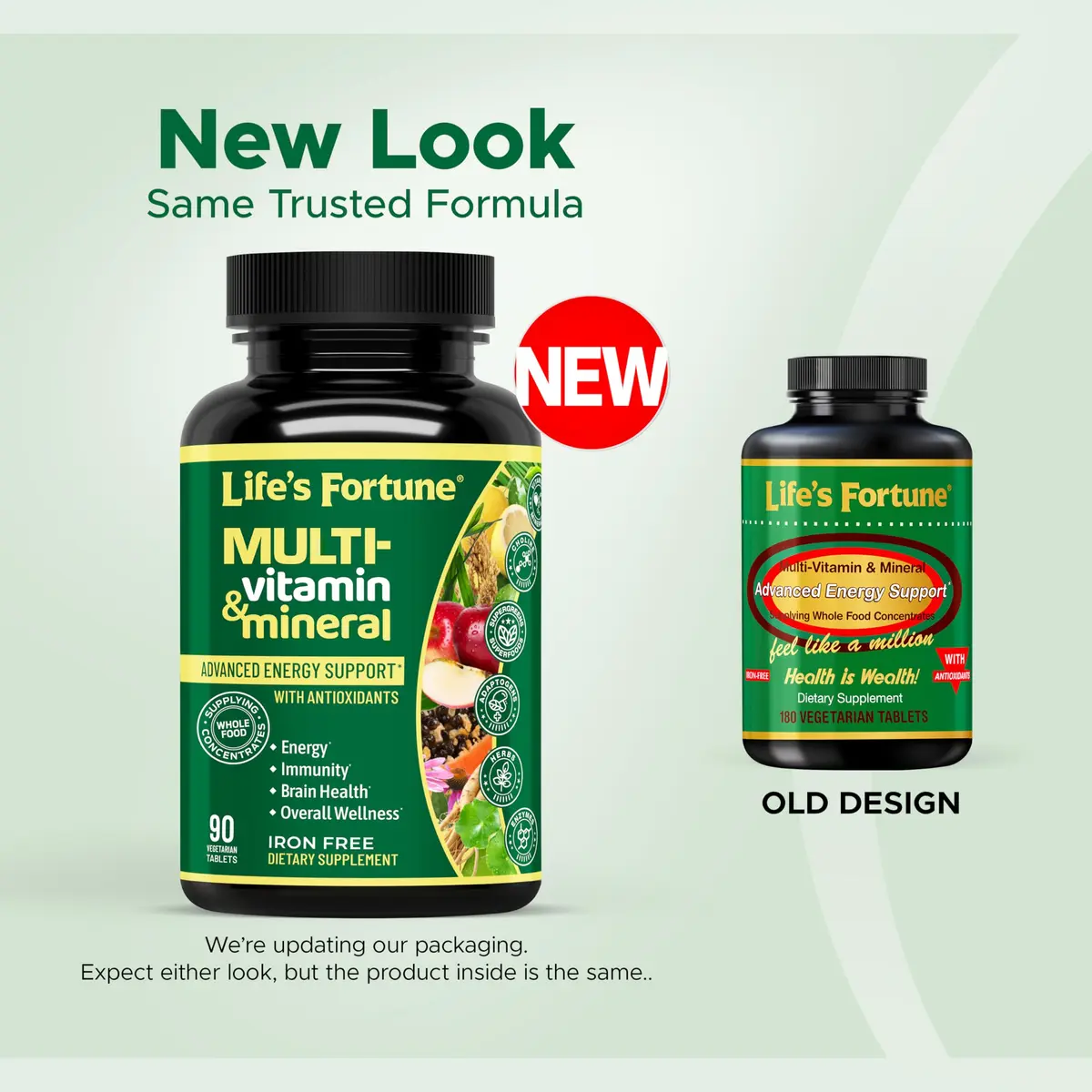 Life's Fortune Whole Food Multivitamin & Mineral Supplement for Men & Women – Energy Support Vitamins for Immune, Brain & Metabolism Support – Iron Free, 90 Vegetarian Tablets - view 2