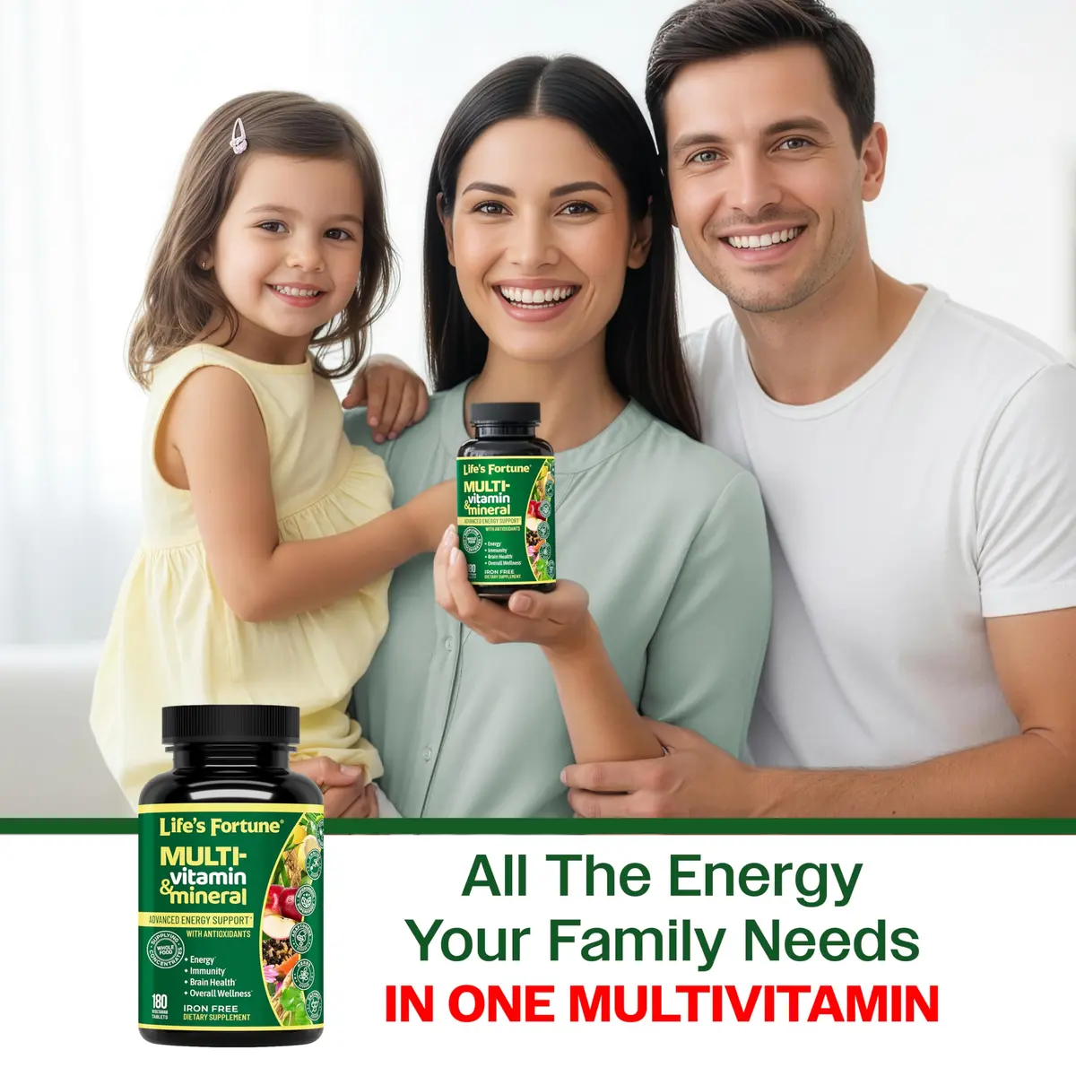 Life's Fortune Whole Food Multivitamin & Mineral Supplement for Men & Women – Energy Support Vitamins for Immune, Brain & Metabolism Support – Iron Free, 180 Vegetarian Tablets | Supports Daily Wellness & Vitality - view 7