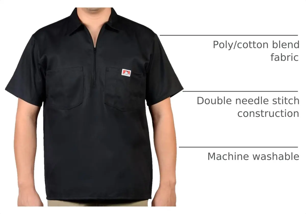 Ben Davis Solid Color SS Work Shirt Medium | Heavy Duty Poly/Polyester Workwear - view 2