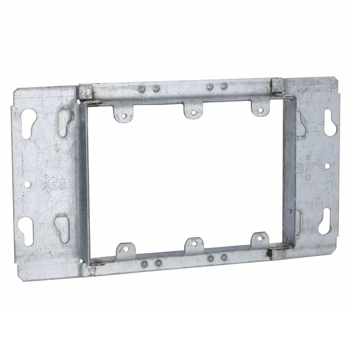 RACO 822 3/4-Inch Raised 4 Gang Welded Box Mud Ring | Commercial Wall Application Support - main product image