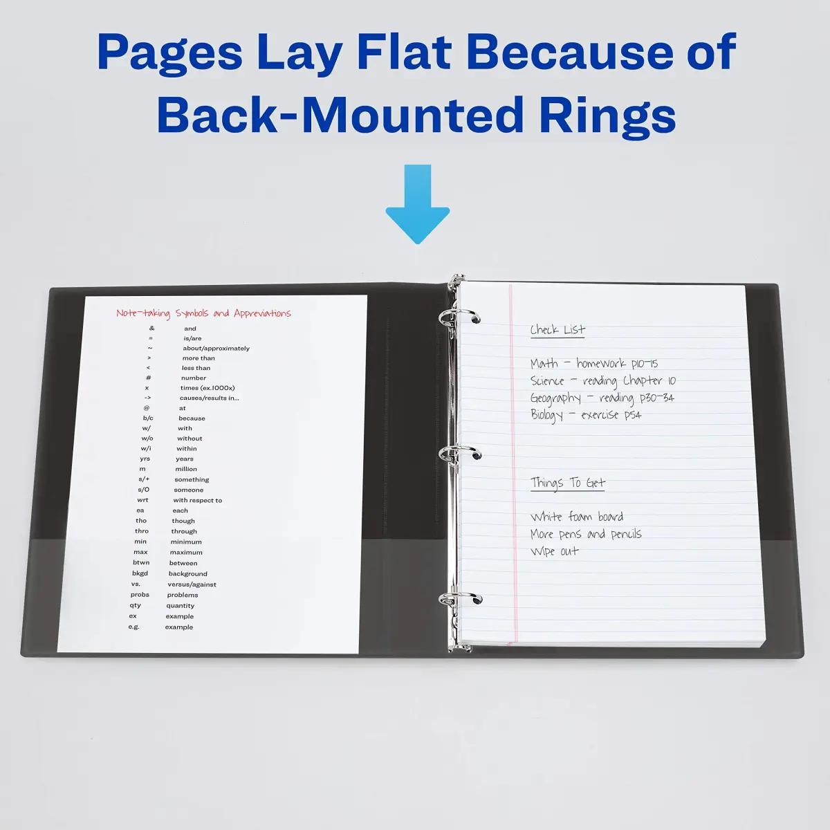 Avery Standard View 3 Ring Binder, 0.5" Round Rings, 100-Sheet Capacity, 2.64 cm (0.7 Inch) Spine | Black, 1-Pack - view 6