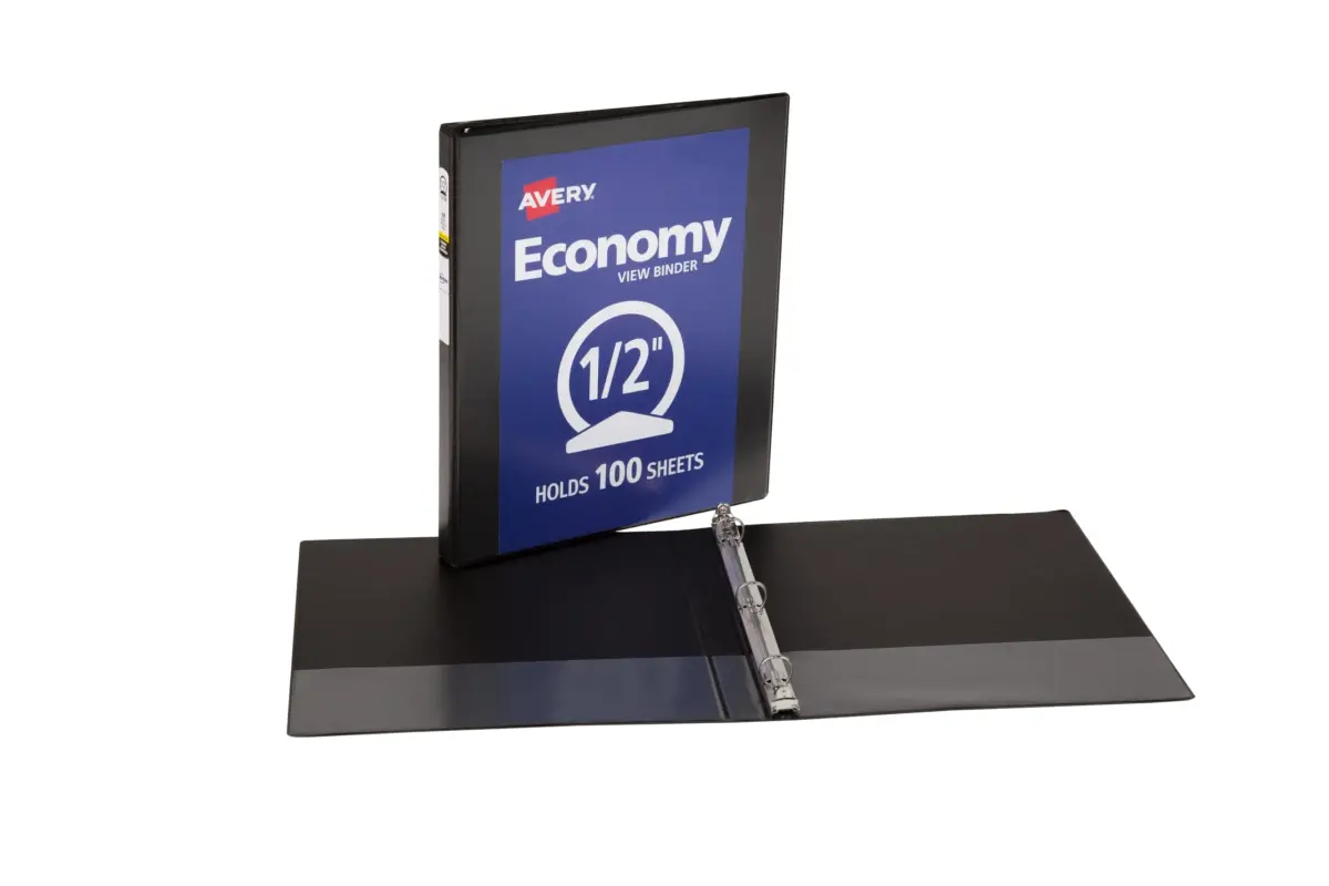 Avery Standard View 3 Ring Binder, 0.5" Round Rings, 100-Sheet Capacity, 2.64 cm (0.7 Inch) Spine | Black, 1-Pack - view 7