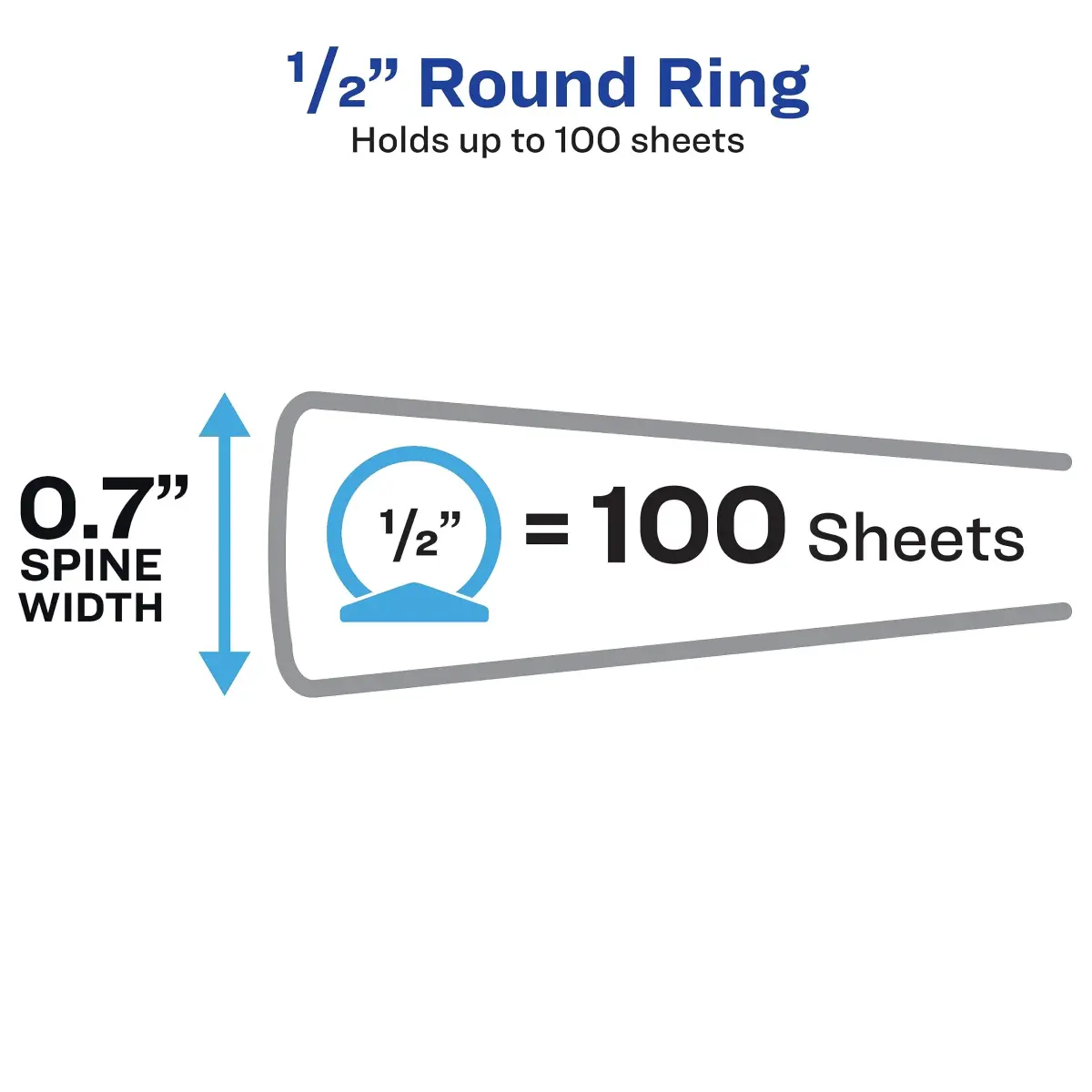 Avery Standard View 3 Ring Binder, 0.5" Round Rings, 100-Sheet Capacity, 2.64 cm (0.7 Inch) Spine | Black, 1-Pack - view 2