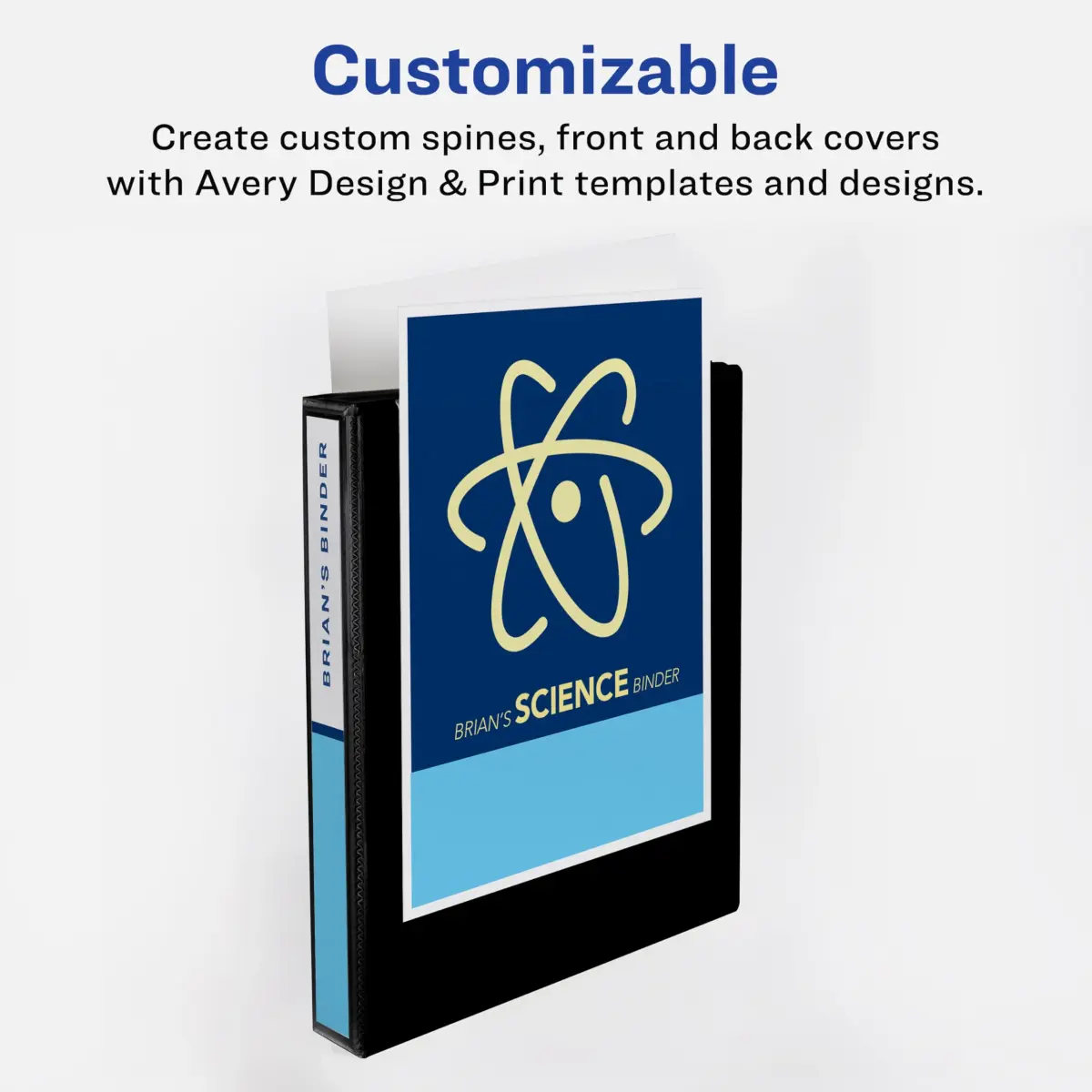 Avery Standard View 3 Ring Binder, 0.5" Round Rings, 100-Sheet Capacity, 2.64 cm (0.7 Inch) Spine | Black, 1-Pack - view 3