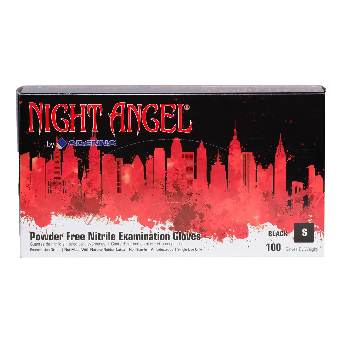 Adenna Night Angel Black Nitrile Exam Gloves 4 mil X-Large | Powder-Free, Textured Grip, Medical-Grade - main product image