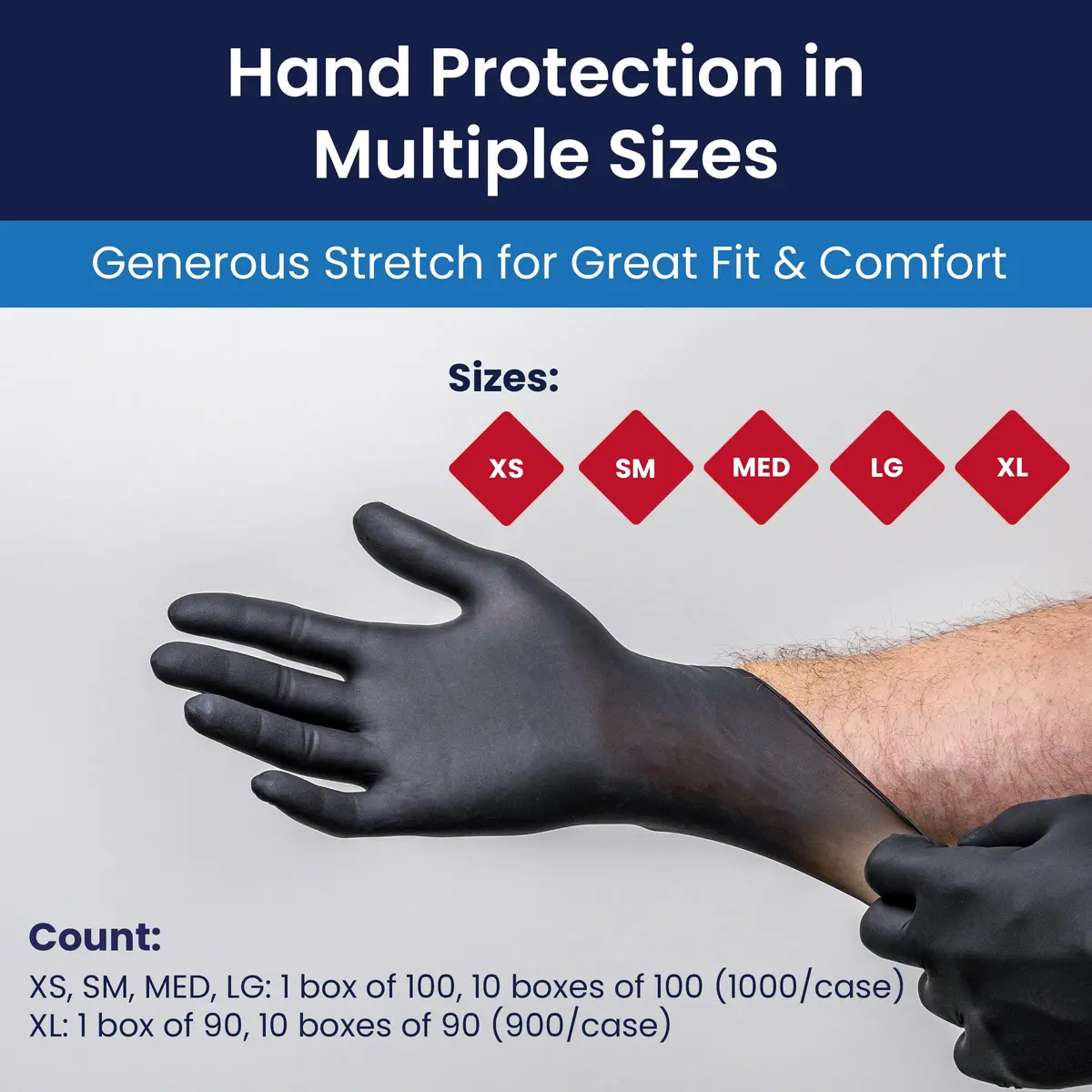 Adenna Night Angel Black Nitrile Exam Gloves 4 mil X-Large | Powder-Free, Textured Grip, Medical-Grade - view 5