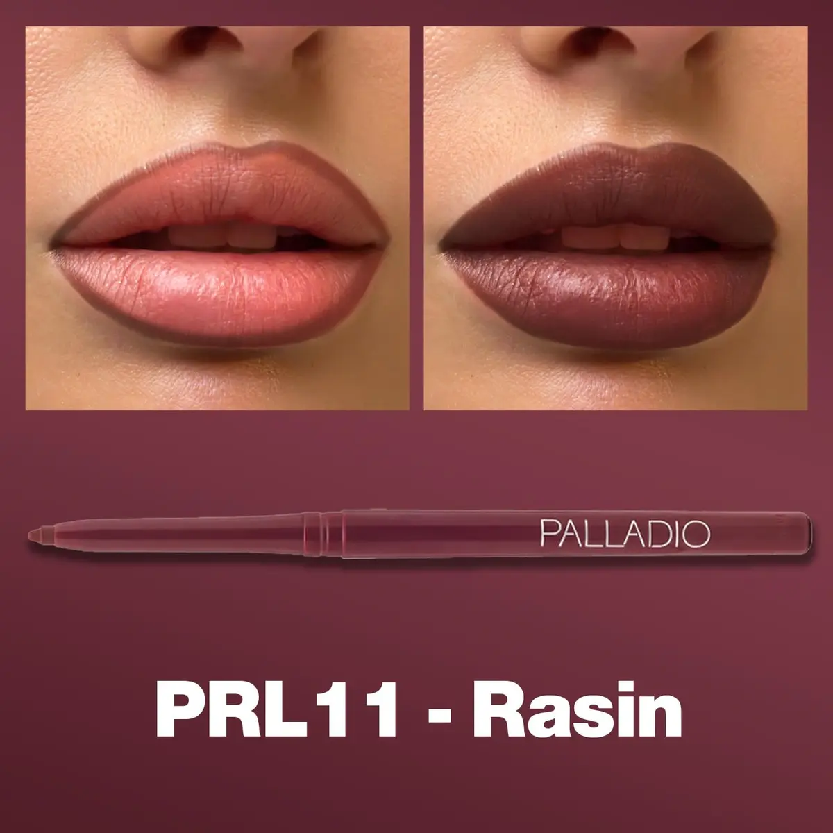 Palladio Retractable Waterproof Lip Liner Raisin | Long Lasting, Cruelty-Free, Nourishing (70-120 chars) - view 2
