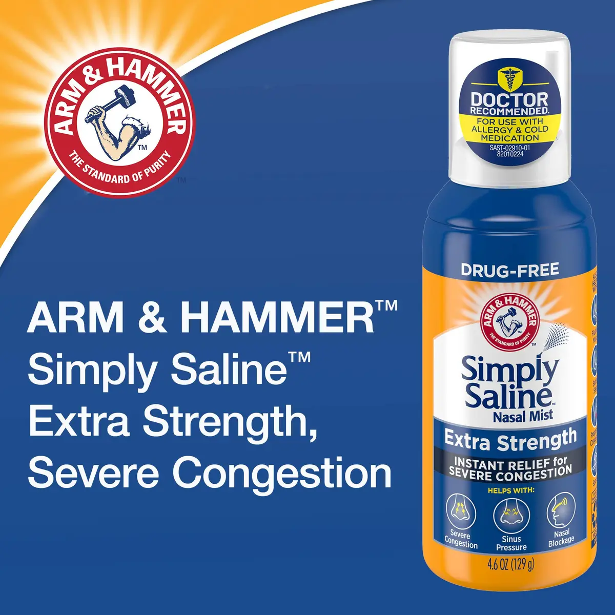 Arm & Hammer Simply Saline Nasal Mist Extra Strength 47ml (1.6 Fl Oz) | Drug-Free Congestion Relief - view 2