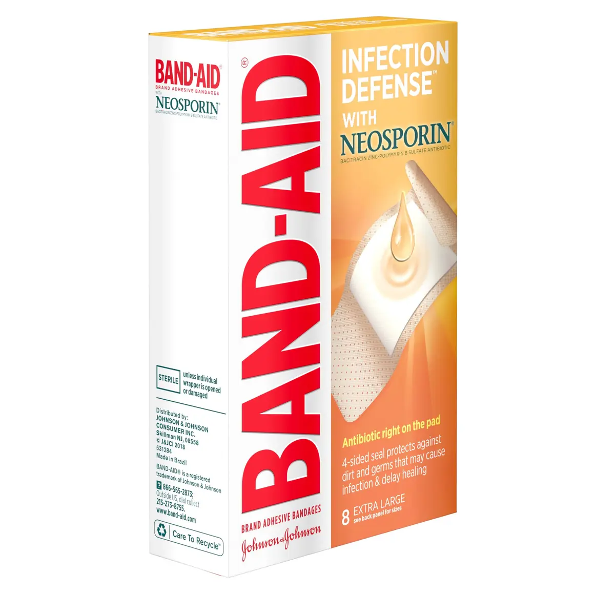 Band-Aid Adhesive Bandages Infection Defense Extra Large 8 Count | Sterile Wound Care with Neosporin - view 3