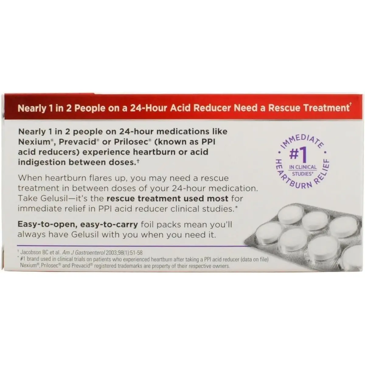 Gelusil Antacid & Anti Gas Tablets for Heartburn Relief, Acid Reflux, Bloating and Gas, Cool Mint - 100ct Blister Pack | Fast Relief & Safe for Night Use - view 4