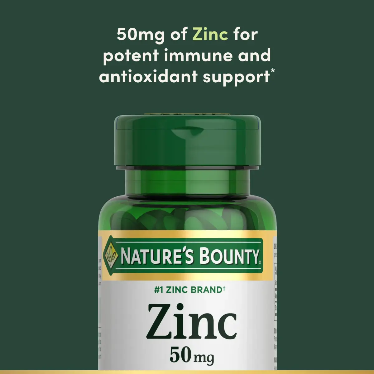 Nature's Bounty Zinc 50mg 100 Count Caplets | Supports Immune System, Skin Health & Antioxidant Function - view 3