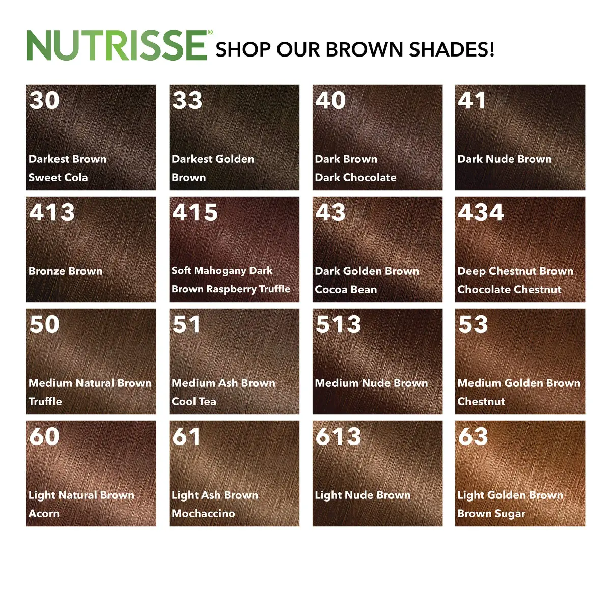 Garnier Nutrisse Nourishing Hair Color Creme, 50 Medium Natural Brown (Truffle) 4.13 fl oz (122 ml) | Permanent Grey Coverage - view 5