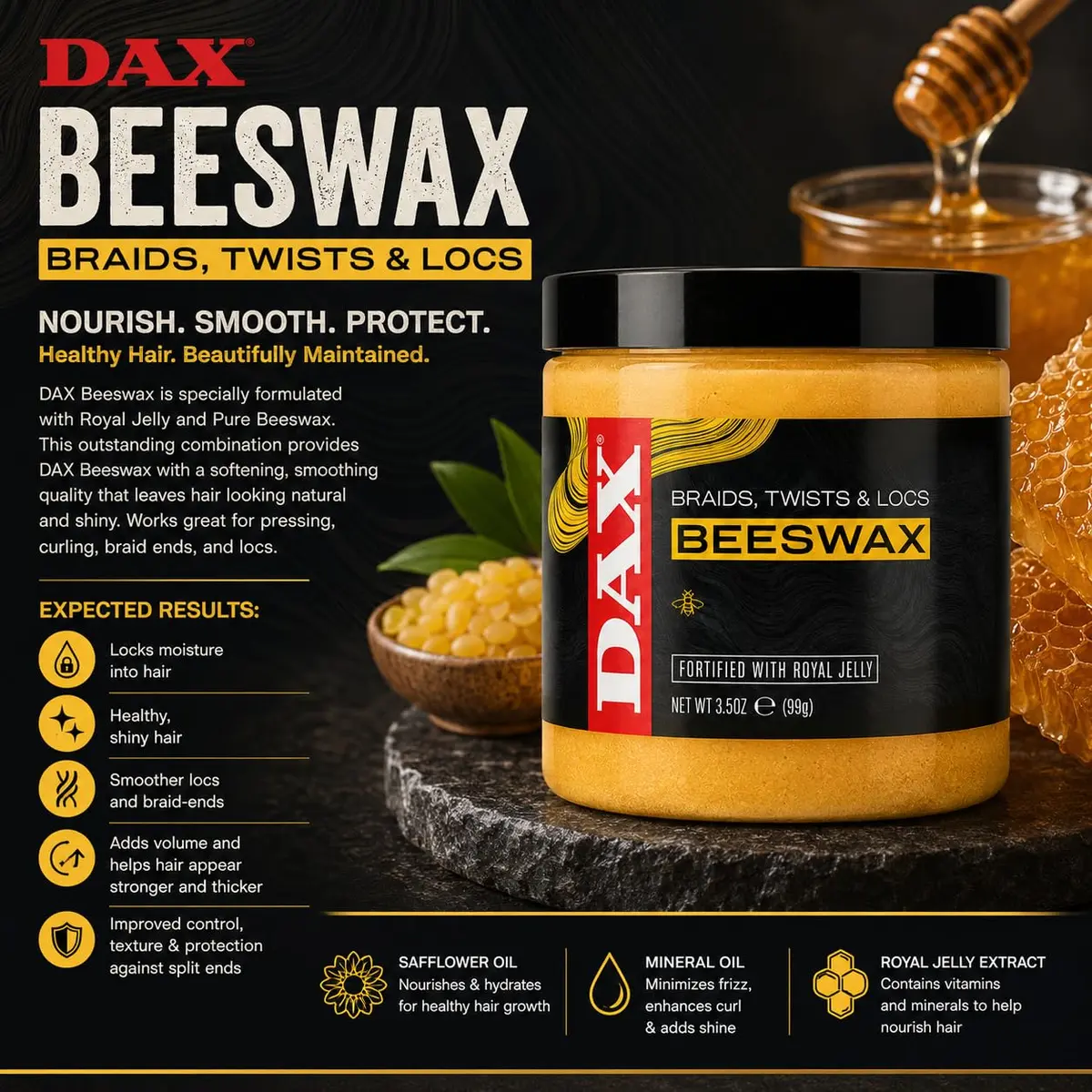 DAX Bees-Wax 14 Ounce | Moisturizes, Holds & Protects Curly & Coarse Hair - view 5