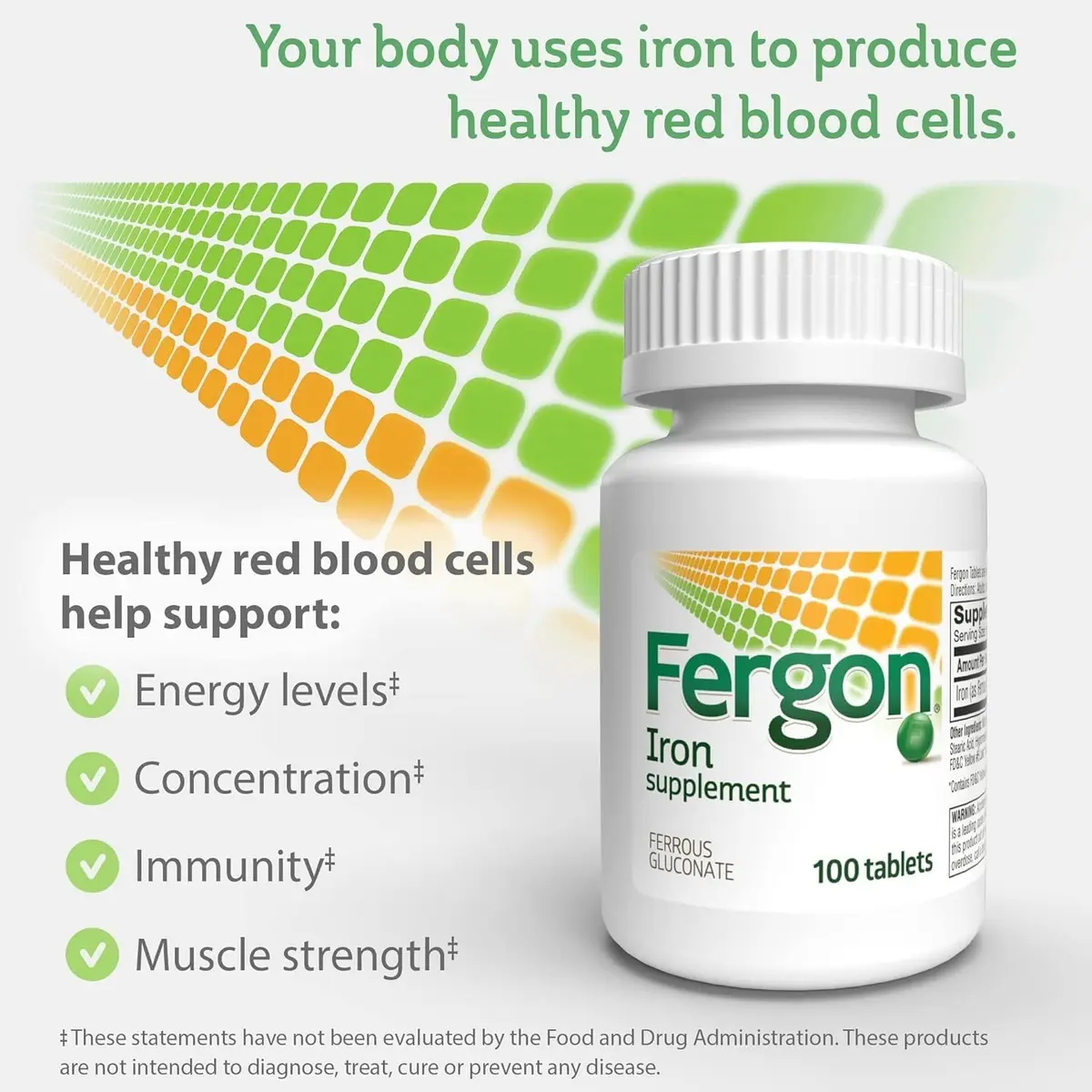 Fergon Iron Highly Soluble & Easily Digested, 27 mg Iron, 100 Tablets | Supports Red Blood Cell Production & Iron Deficiency - view 8