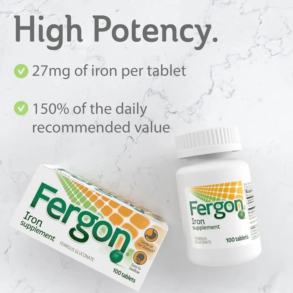 Fergon Iron Highly Soluble & Easily Digested, 27 mg Iron, 100 Tablets | Supports Red Blood Cell Production & Iron Deficiency - view 2
