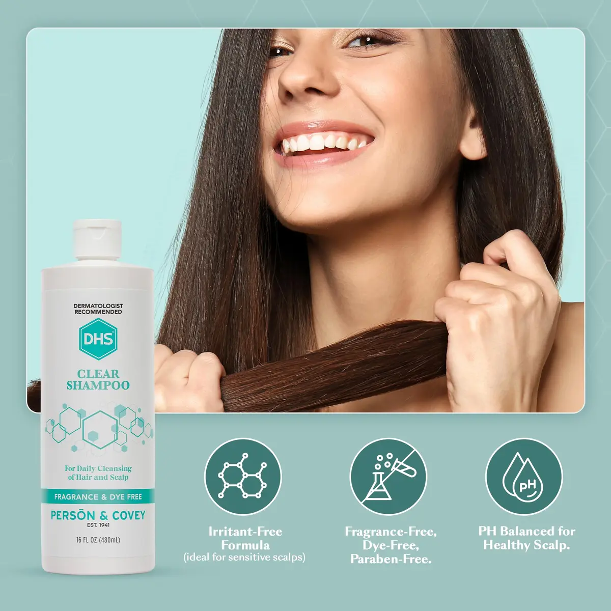 DHS Clear Shampoo for Sensitive Skin 16oz | Gentle, Fragrance-Free, Dermatologist Recommended - view 8
