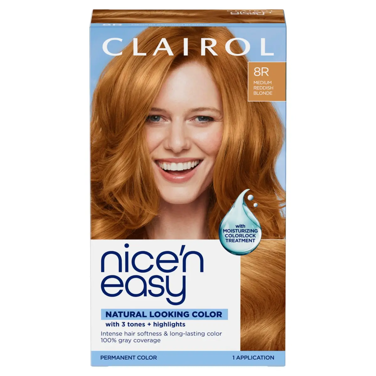 Clairol Nice'n Easy Permanent Hair Dye 8R Medium Reddish Blonde - 100% Gray Coverage, 6.26 Fl Oz Pack of 1 - main product image