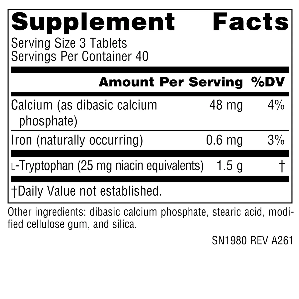 Source Naturals L-Tryptophan 500mg | Supports Mood & Sleep, 120 Tablets - view 2
