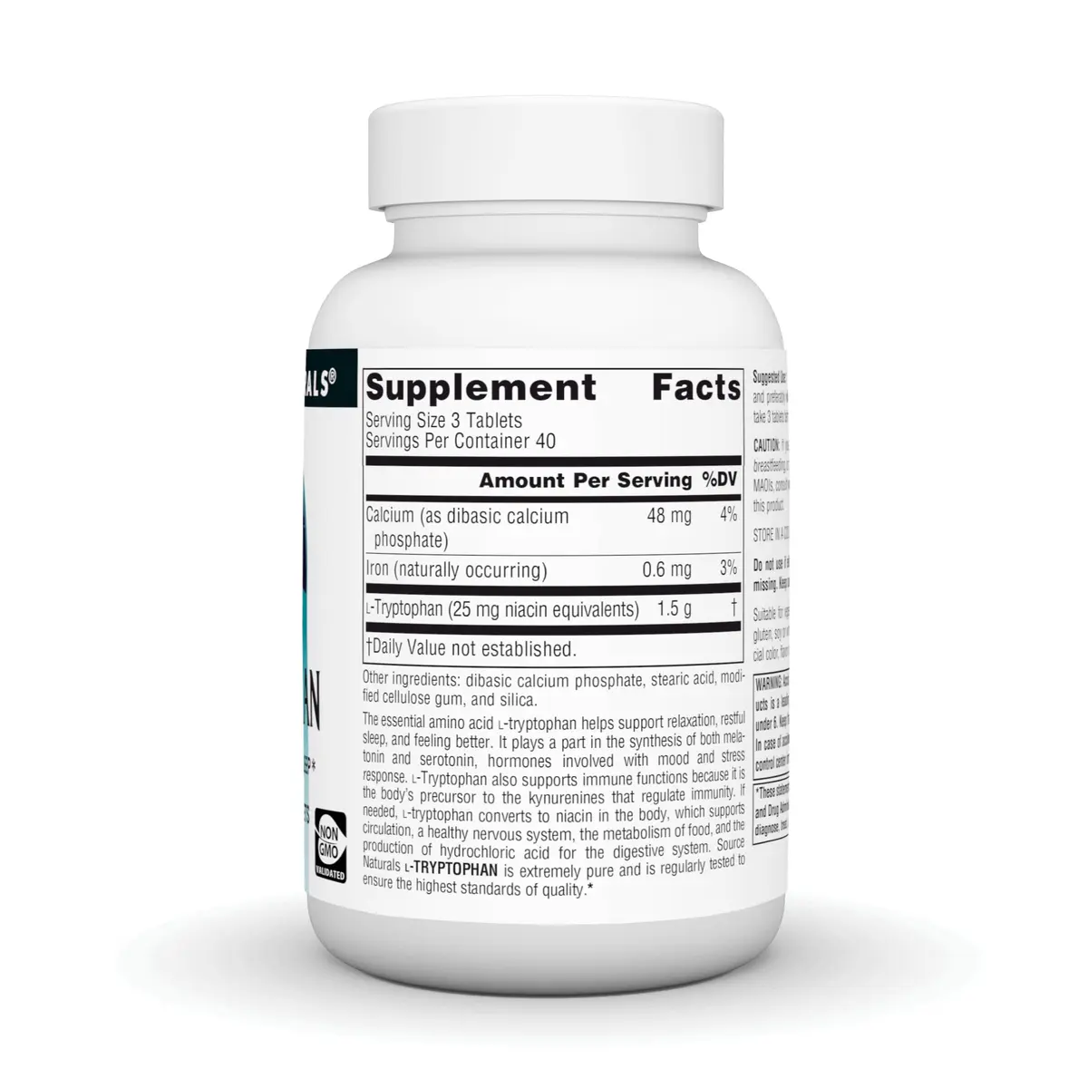 Source Naturals L-Tryptophan 500mg | Supports Mood & Sleep, 120 Tablets - view 3