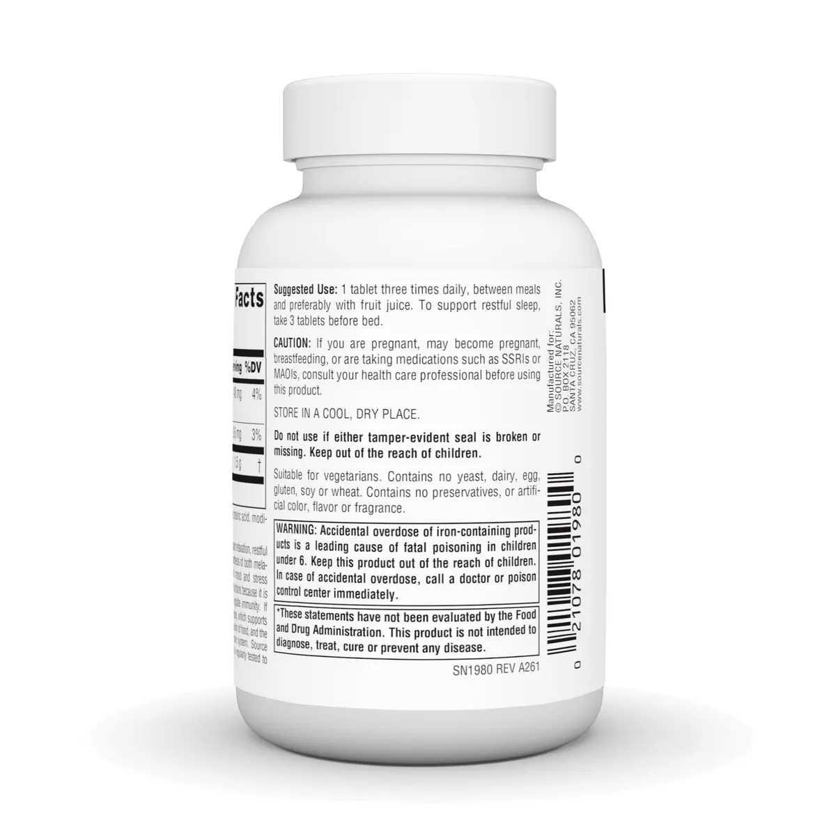 Source Naturals L-Tryptophan 500mg | Supports Mood & Sleep, 120 Tablets - view 4