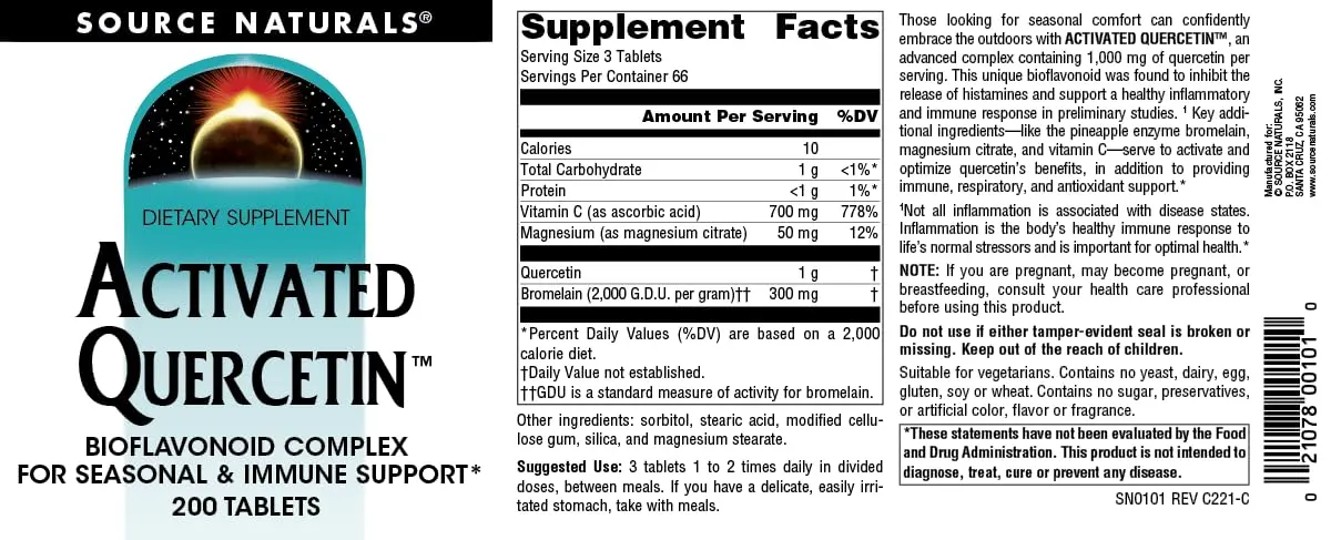 Source Naturals Activated Quercetin - 200 Tablets | Plant-Derived Bioflavonoid for Immune & Seasonal Support - view 5