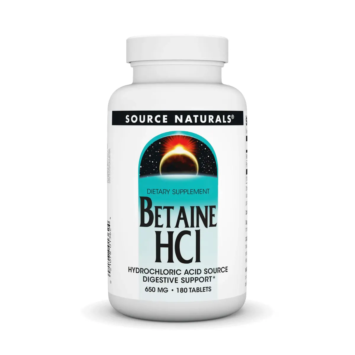 Source Naturals Betaine HCl 650 mg Tablets | Digestive Support with Pepsin (180 Count) - main product image