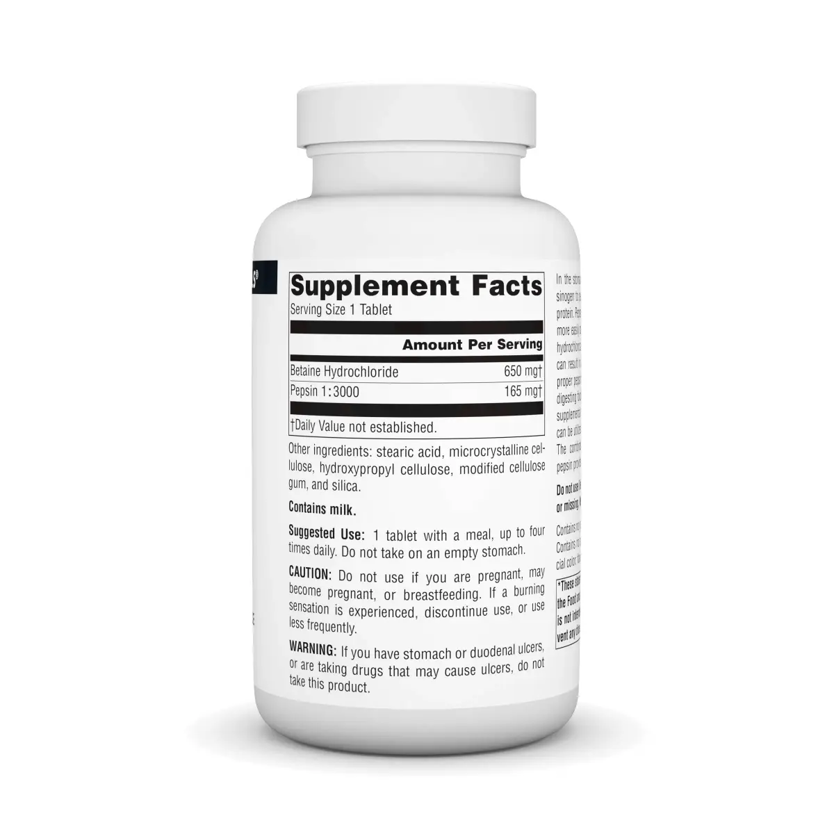 Source Naturals Betaine HCl 650 mg Tablets | Digestive Support with Pepsin (180 Count) - view 2