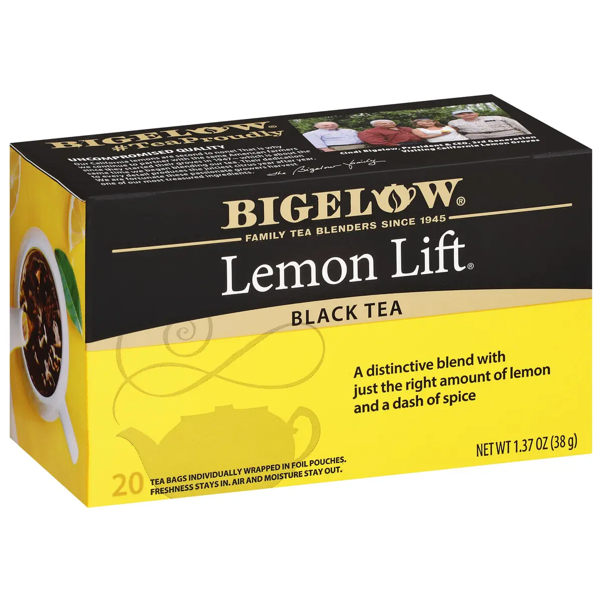 Bigelow Tea Lemon Lift Black Tea Bags Box, 120g (6 x 20 Count) | Lemon Twist & Spices for Refreshing Hot or Iced Drink - main product image