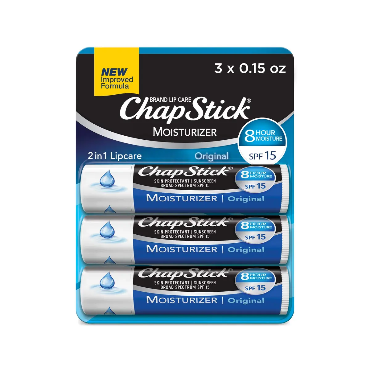 ChapStick Moisturizer Original Lip Balm Tubes SPF 15 0.15 Oz | Hydrating & Skin Protectant - main product image