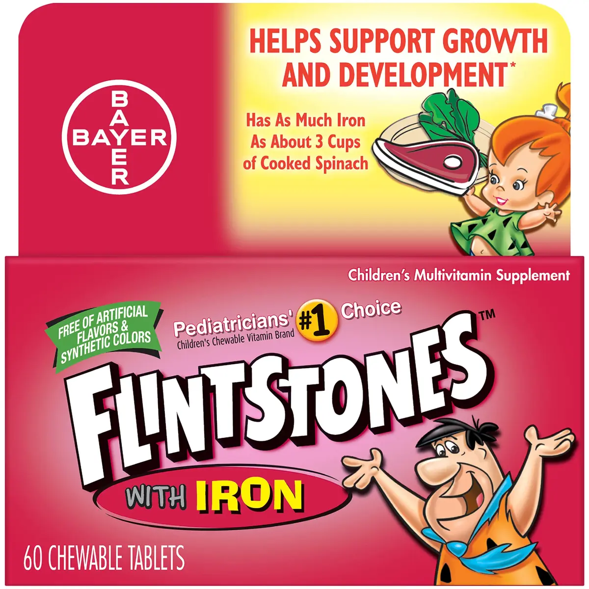 Flintstones Chewable Kids Vitamins with Iron, Multivitamin for Kids & Toddlers 60 Count | Pediatrician Recommended - main product image