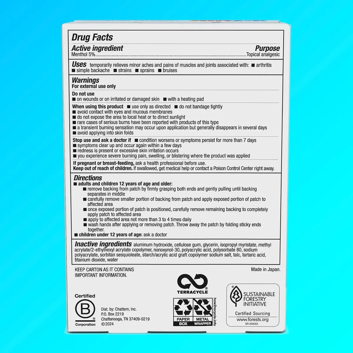 Icy Hot Original Pain Relief Patches Medium Size 5 Count (0.6 oz) | FDA Approved Medication for Backaches, Joints, Muscle Strains and Arthritis - view 2