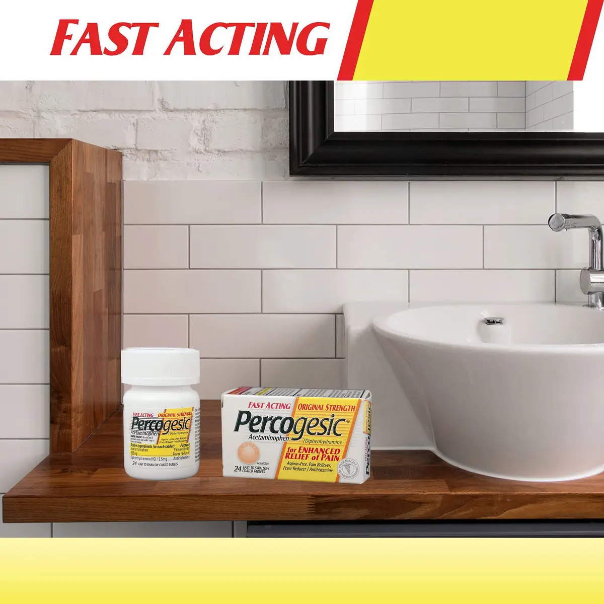 Percogesic Acetaminophen & Diphenhydramine Caplets 90 | Aspirin-Free Fast Relief - view 8