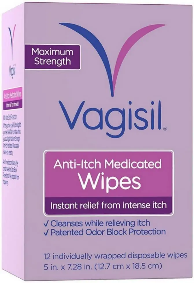 Vagisil Anti-Itch Medicated Feminine Wipes, Max Strength, 12 Wipes (1 Pack) | Fast Relief for Intense Vaginal Itching - view 5