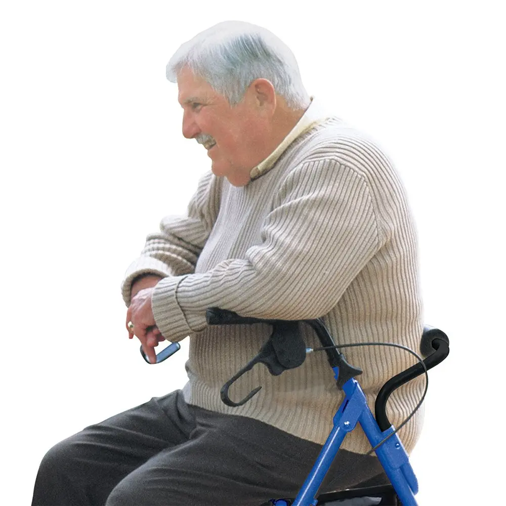 Hugo Mobility Portable Rollator Walker with Seat, Backrest and 8 Inch Wheels, Blue | Lightweight Support for Active Adults - view 3