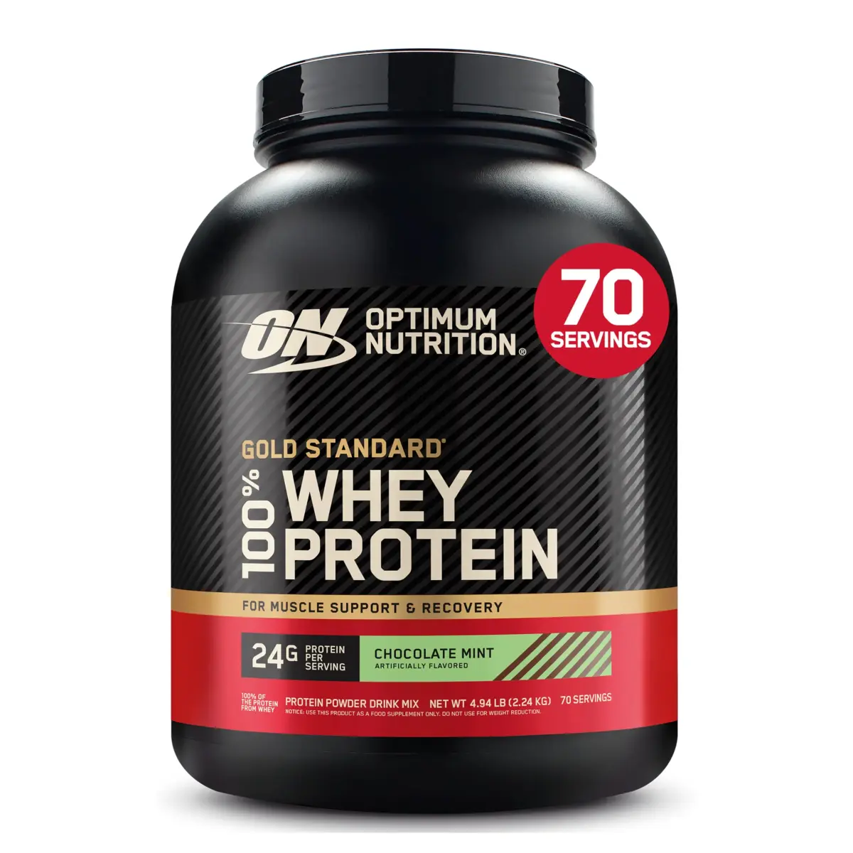 Optimum Nutrition Gold Standard 100% Whey Protein Powder Chocolate Mint 2.27 kg (5 lb) | 24g Protein Per Serving - main product image