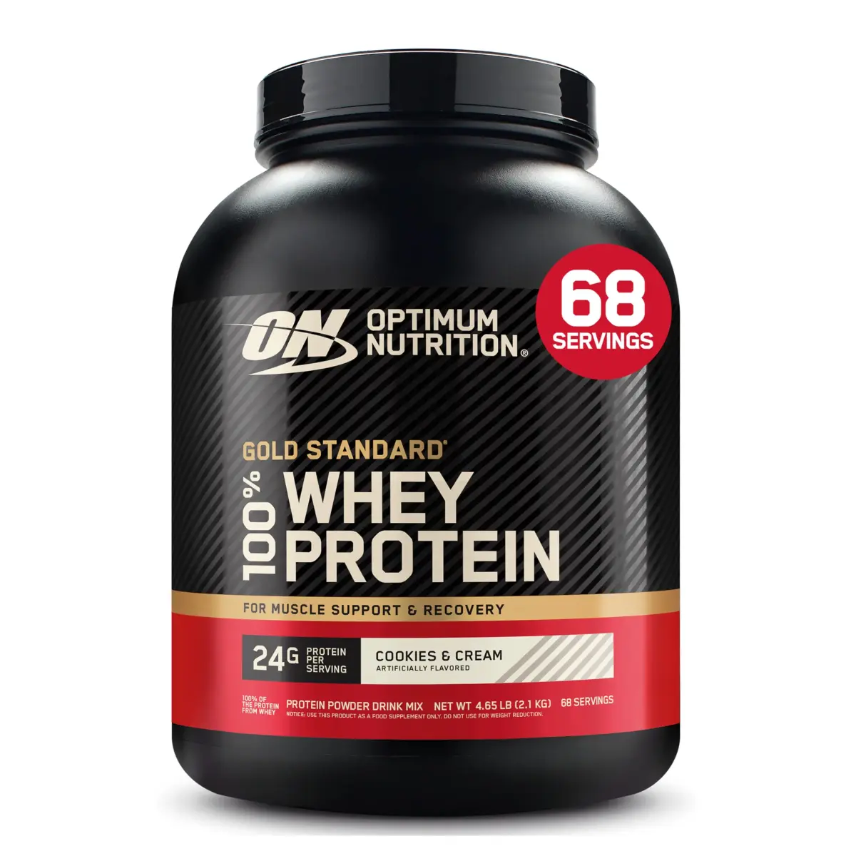 Optimum Nutrition Gold Standard 100% Whey Protein Powder Cookies & Cream 2.27 kg (5 lb) | High Protein for Muscle Support - main product image