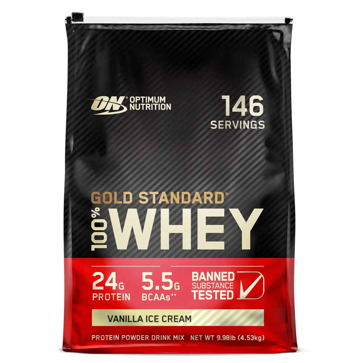 Optimum Nutrition Gold Standard 100% Whey Protein Powder Vanilla Ice Cream 4.53 kg (9.98 lb) | USA Imported Muscle Recovery Formula - main product image