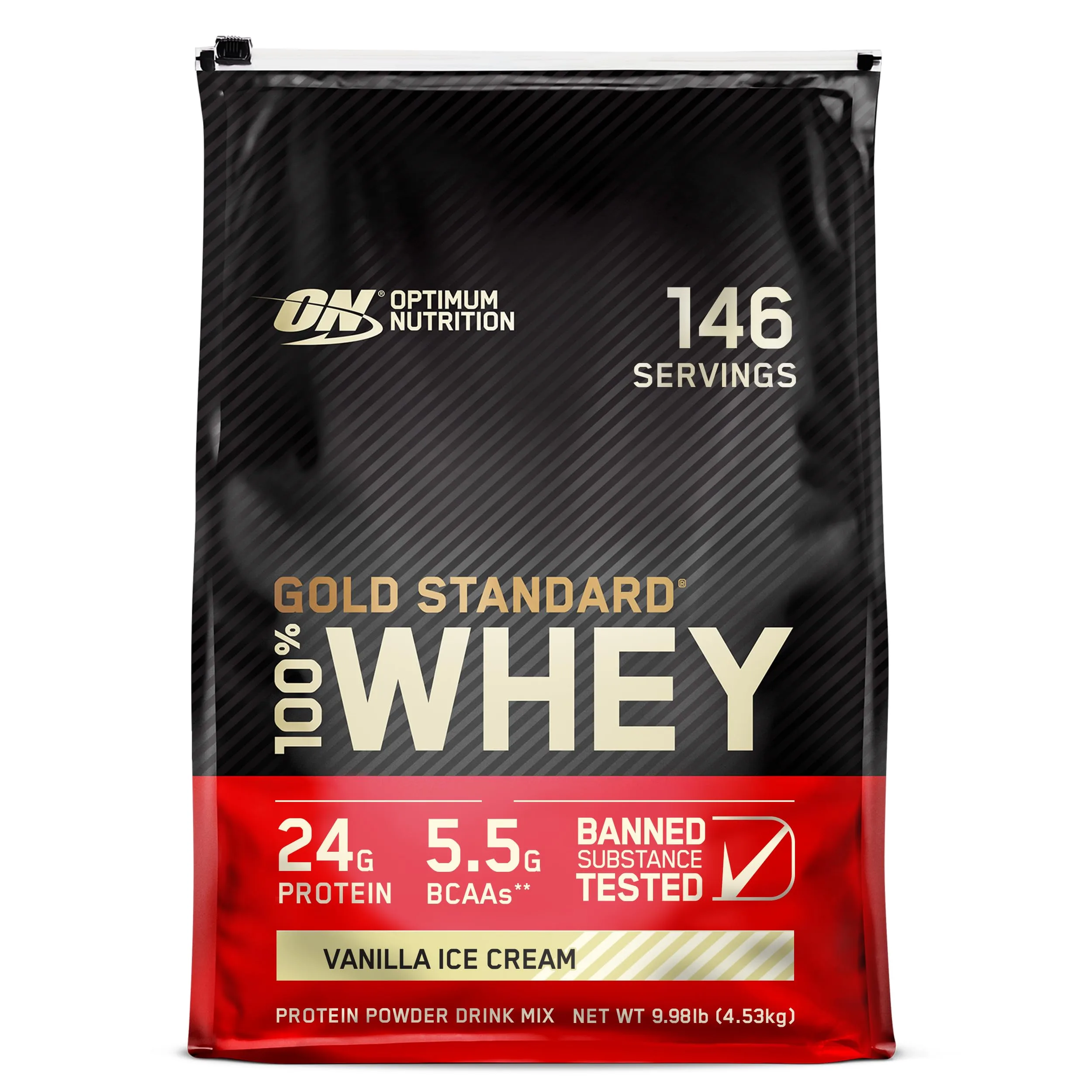 Optimum Nutrition Gold Standard 100% Whey Protein Powder Vanilla Ice Cream 4.53 kg (9.98 lb) | USA Imported Muscle Recovery Formula - main product image