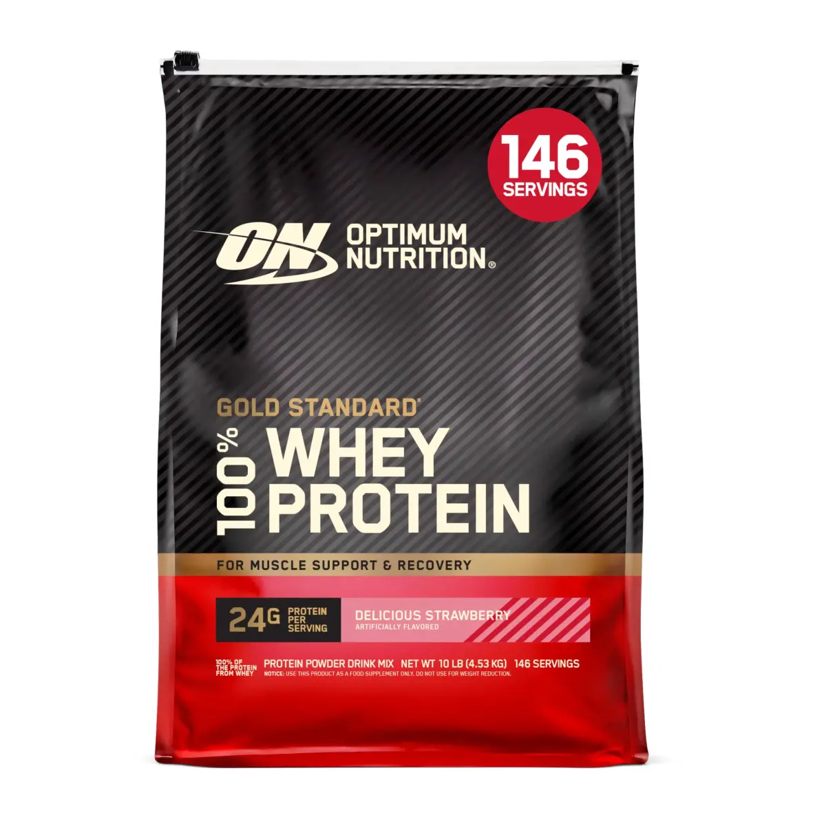Optimum Nutrition Gold Standard 100% Whey Protein Powder, Delicious Strawberry, 4.54 kg (10 lb) | High Protein for Muscle Support - main product image