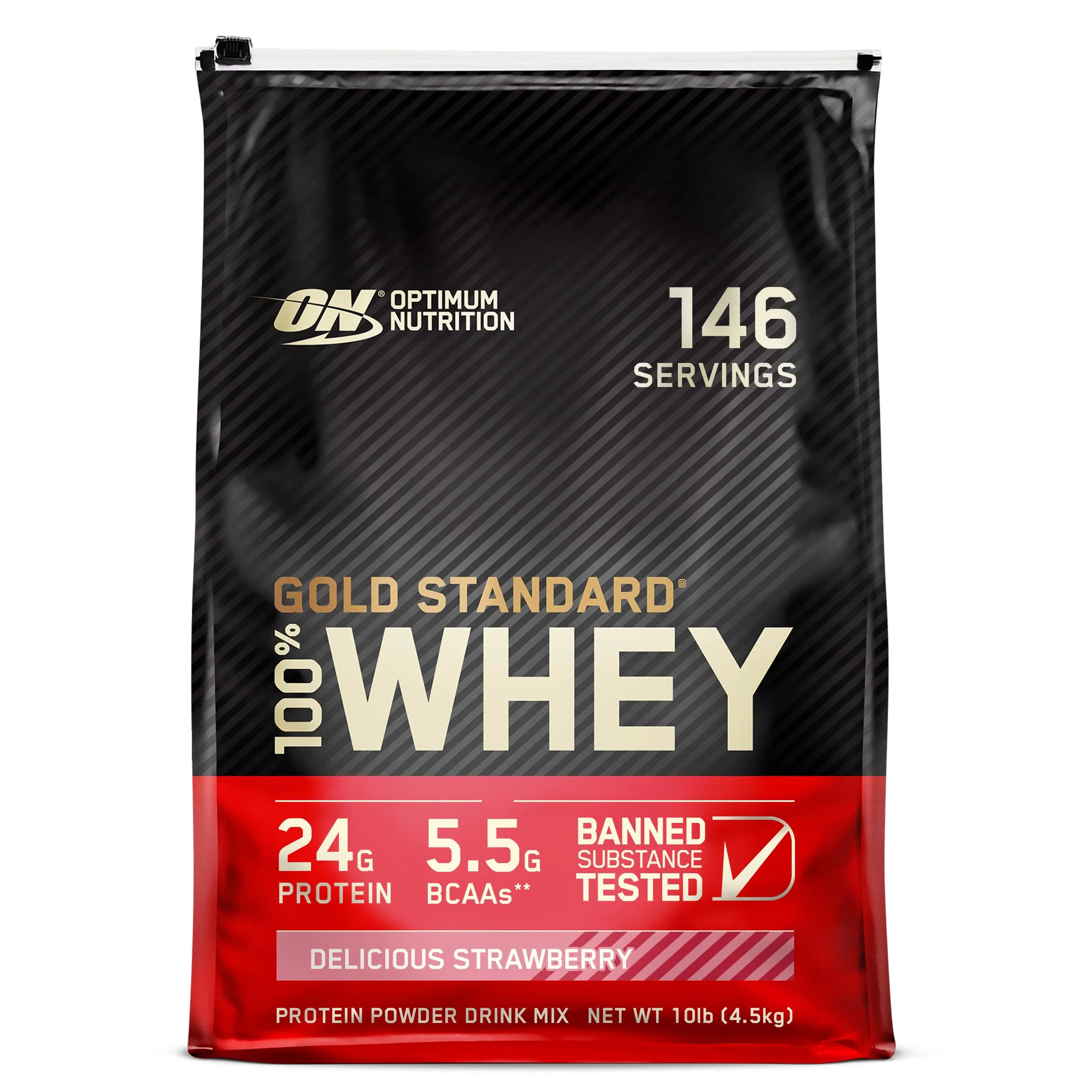 Optimum Nutrition Gold Standard 100% Whey Protein Strawberry 10lb | High Protein for Muscle Recovery - main product image