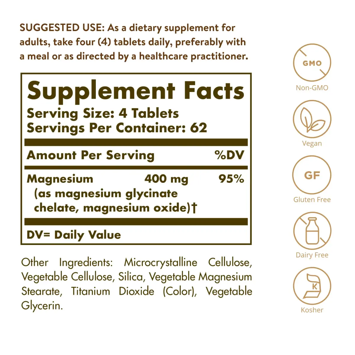 Solgar Chelated Magnesium Tablets 250 Count (113 g / 4 oz) | Supports Nerve & Muscle Function - view 2