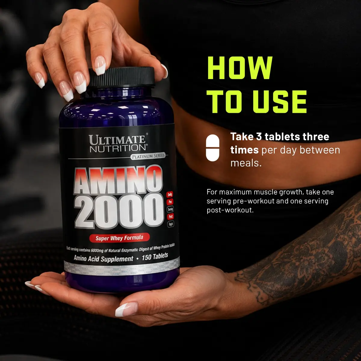 Ultimate Nutrition Amino 2000 Tablets 150 Count | Supports Muscle Growth & Recovery - view 5