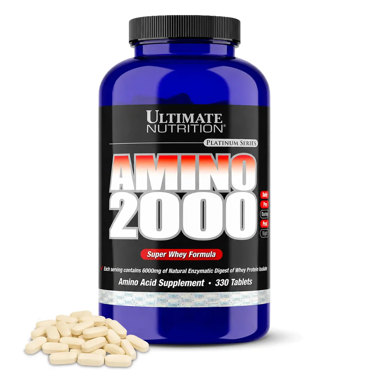 Ultimate Nutrition Amino 2000, Super Whey Formula, BCAA Tablets, 330 Count | Supports Muscle Growth & Recovery - main product image
