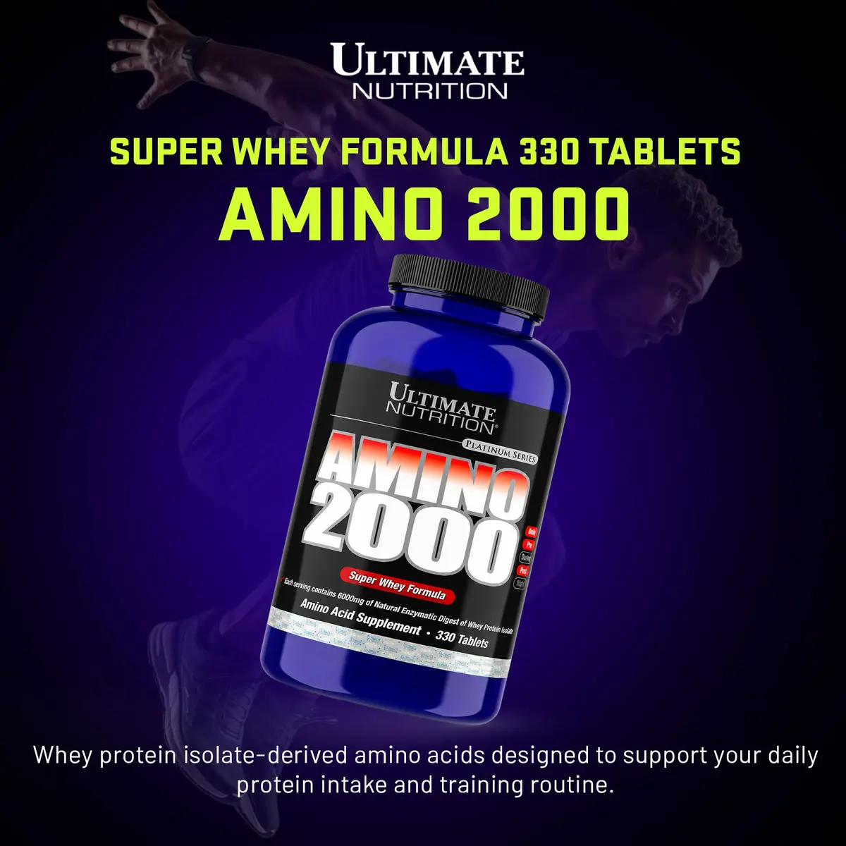 Ultimate Nutrition Amino 2000, Super Whey Formula, BCAA Tablets, 330 Count | Supports Muscle Growth & Recovery - view 2