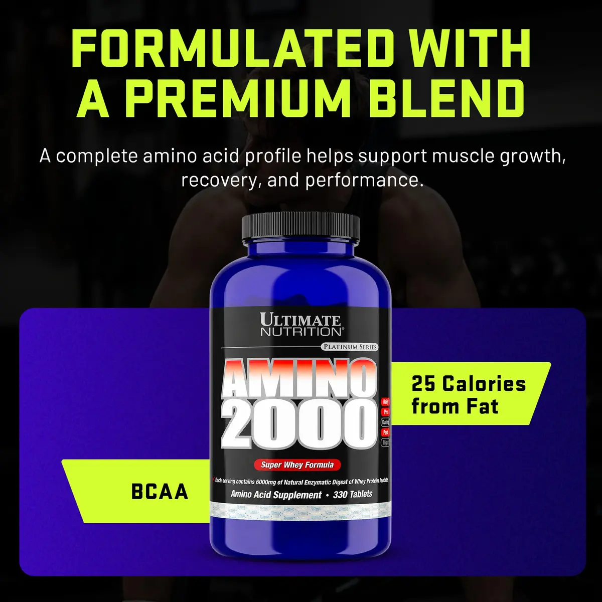 Ultimate Nutrition Amino 2000, Super Whey Formula, BCAA Tablets, 330 Count | Supports Muscle Growth & Recovery - view 3