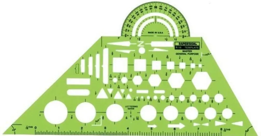 Rapidesign Master General Purpose Template | Versatile Drafting Tool with 30+ Symbols (R18) - main product image