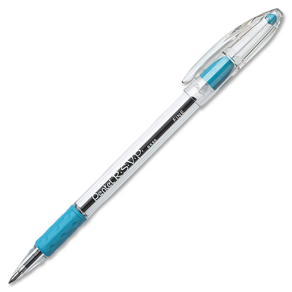 Pentel RSVP Ballpoint Pen, (0.7mm) Fine Line, Sky Blue Ink, Box of 12 | Durable, Well-Balanced, Long-Lasting - main product image