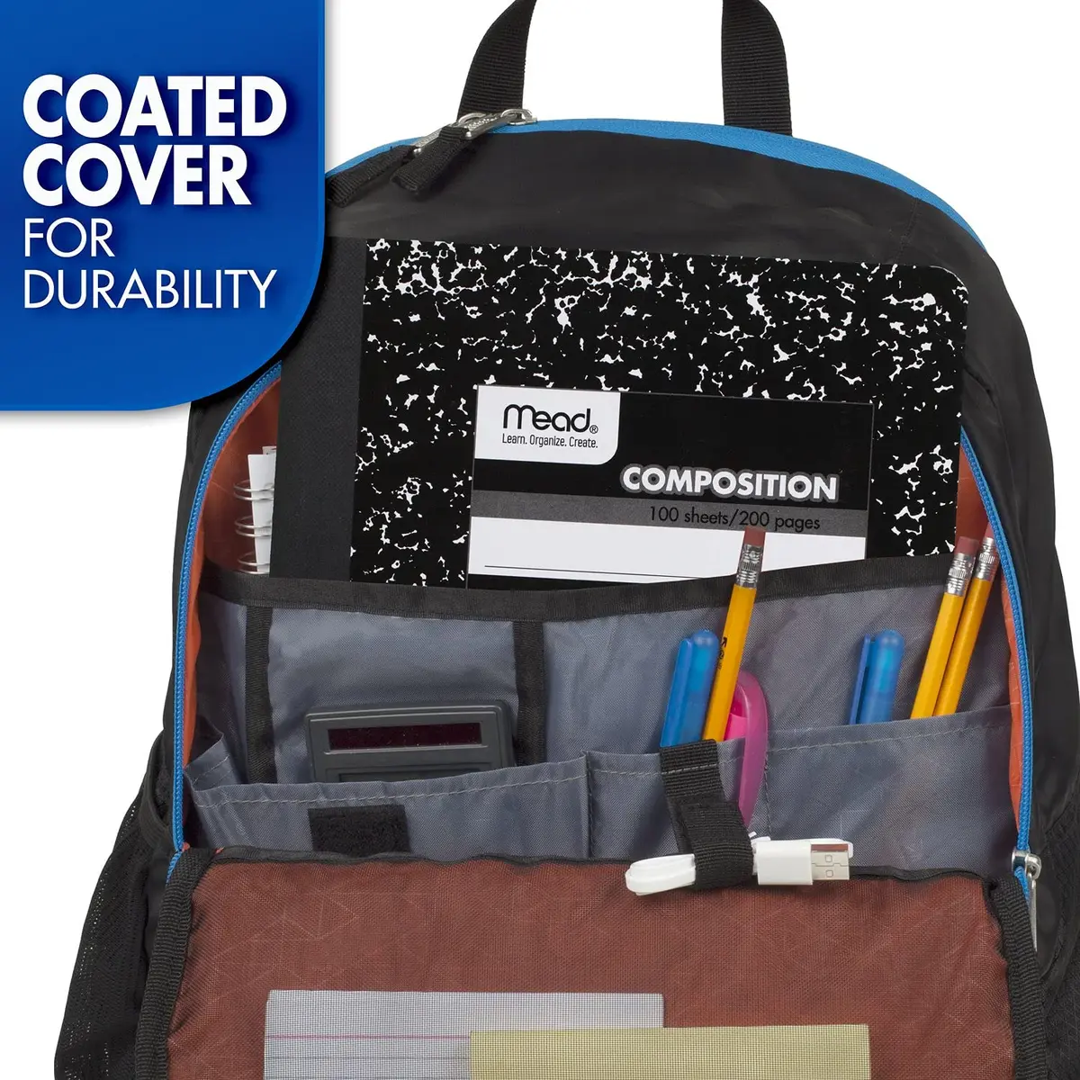 Mead Composition Notebook, College Ruled, 9-3/4" x 7-1/2" | Classic Black Marble Cover for Students & Professionals - view 6