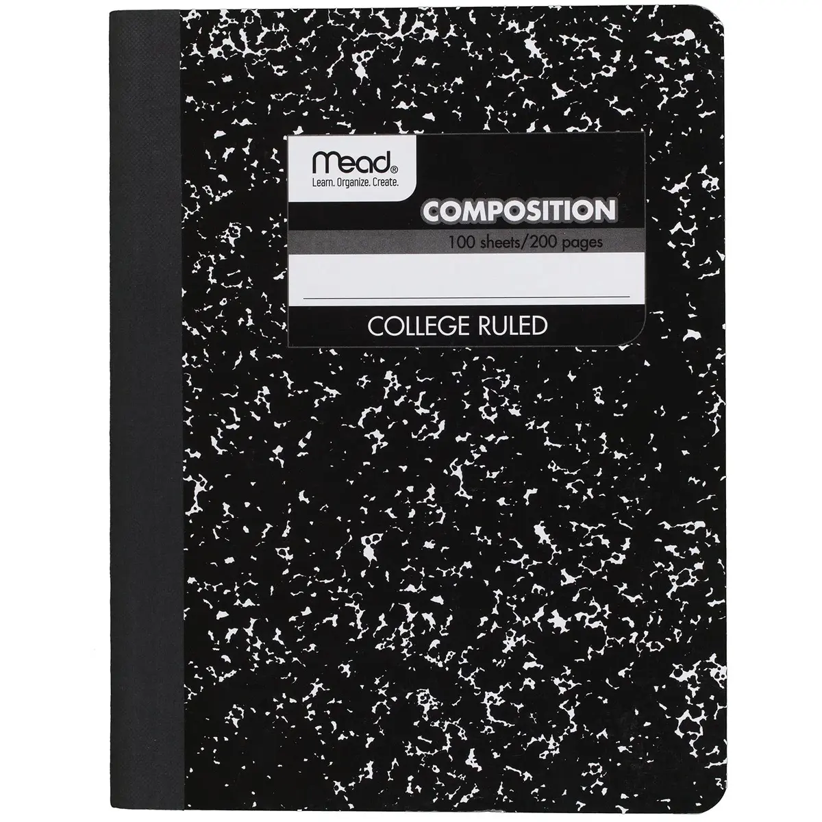 Mead Composition Notebook, College Ruled, 9-3/4" x 7-1/2" | Classic Black Marble Cover for Students & Professionals - main product image